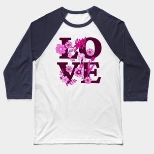 Violet Floral Love Baseball T-Shirt